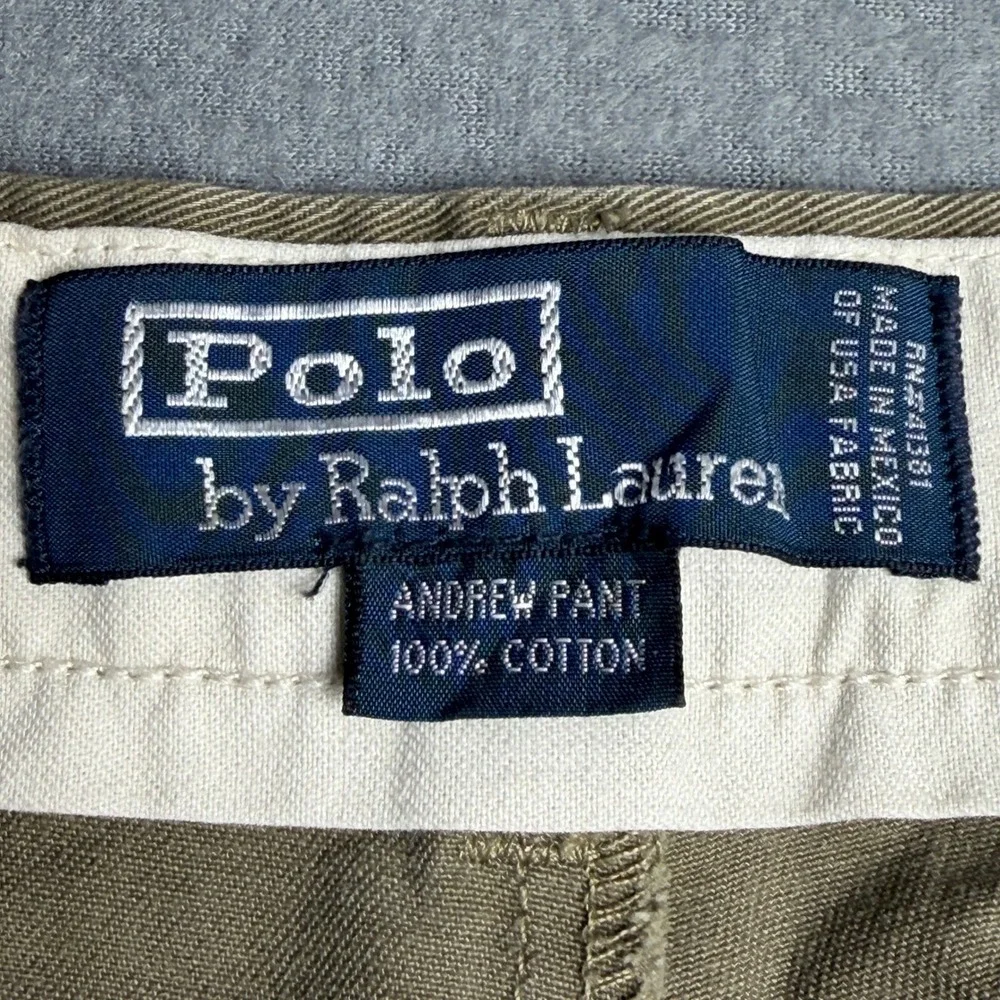 Polo Ralph Lauren Andrew Pant Mens 40x30 Khaki Tan Pleated Cotton Chino Trousers